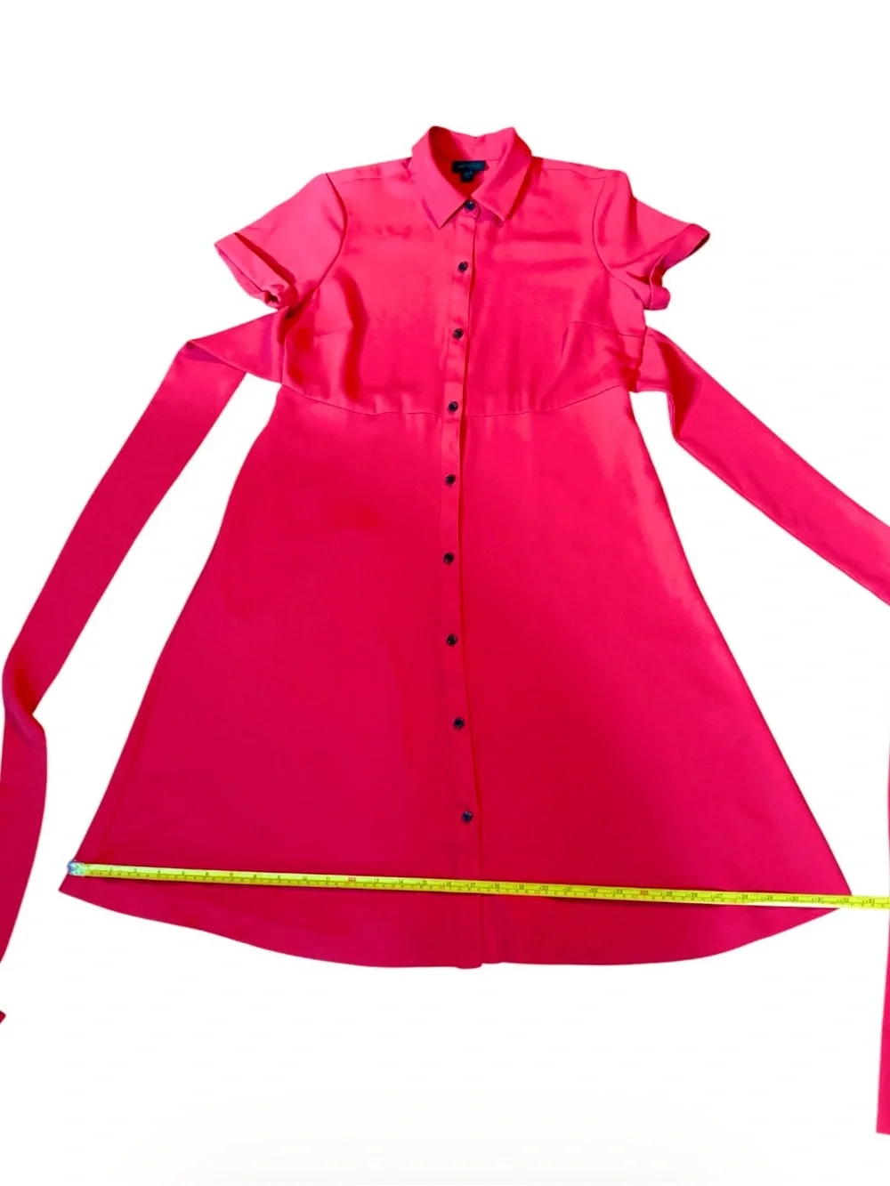 J. Jill Wearever Collection Red Shirt Dress Tie Waist ShortSleeve Midi XS Petite - Picture 15 of 16